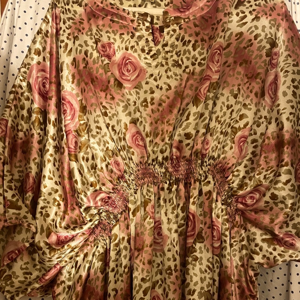 Plus size kimono pink and gold